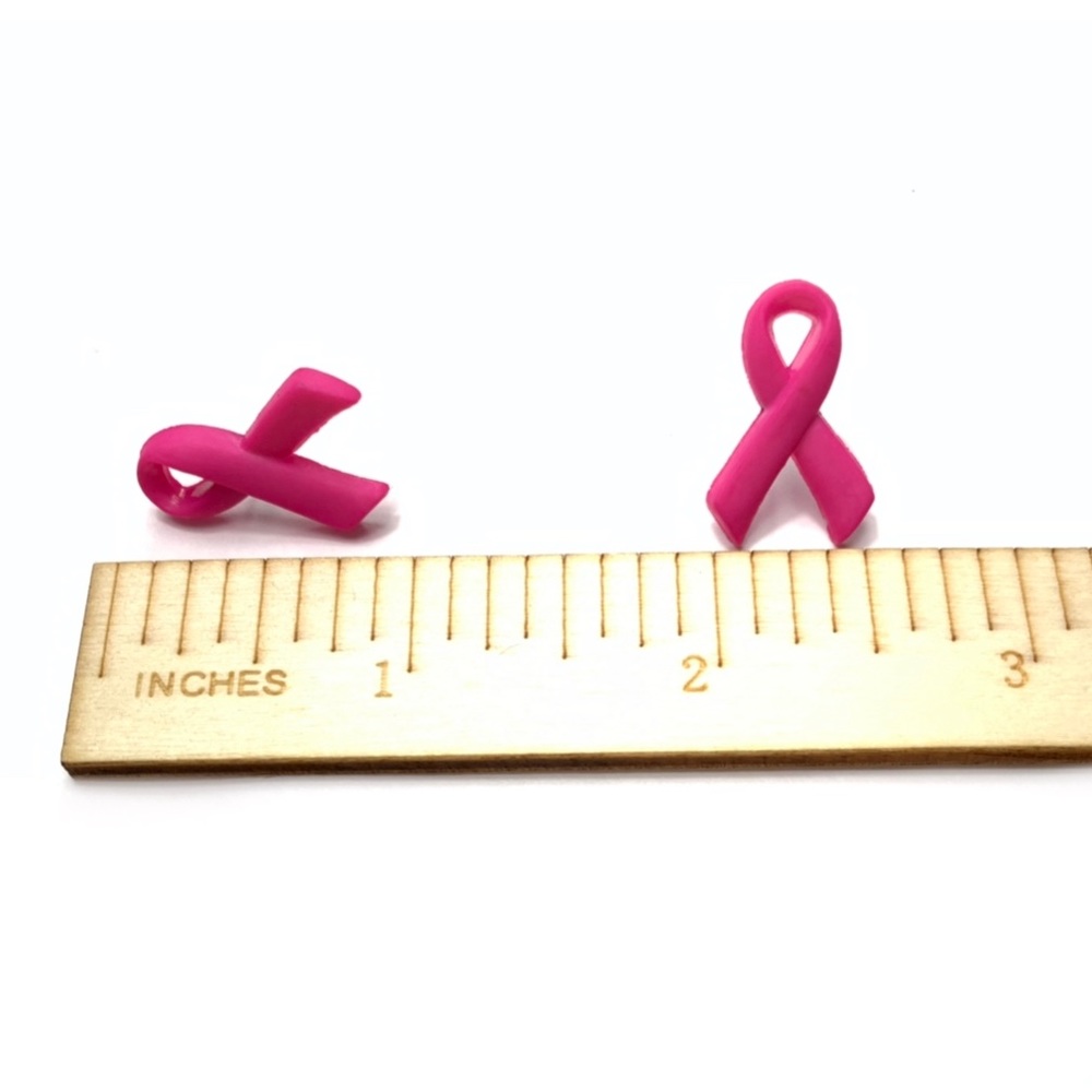 Pink Ribbon Breast Cancer Awareness Stud Earrings - Picture 5 of 6